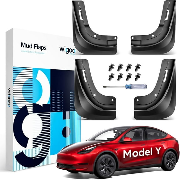 ZHIBO Mud Flaps for Tesla Model Y 2020-2025, Enhanced Thicker Splash Guards, 4-PC