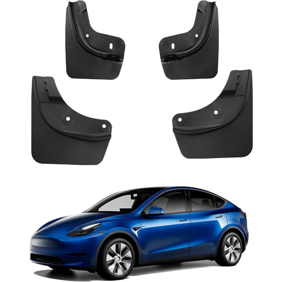 ZHIBO Mud Flaps for Tesla Model Y 2021-2024, TPE, No Drill No Tape, 4-PC, Black