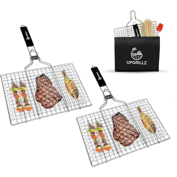 ZHIBO Rolling Grill Basket, Stainless Steel Mesh Cylinder for Camping & BBQ