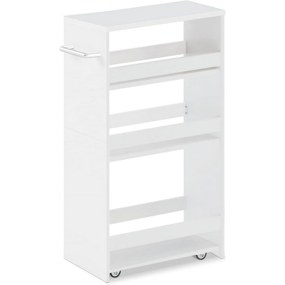 ZHIBO Rolling Storage Cart, 4-Tier, 7.9" Wide, All White