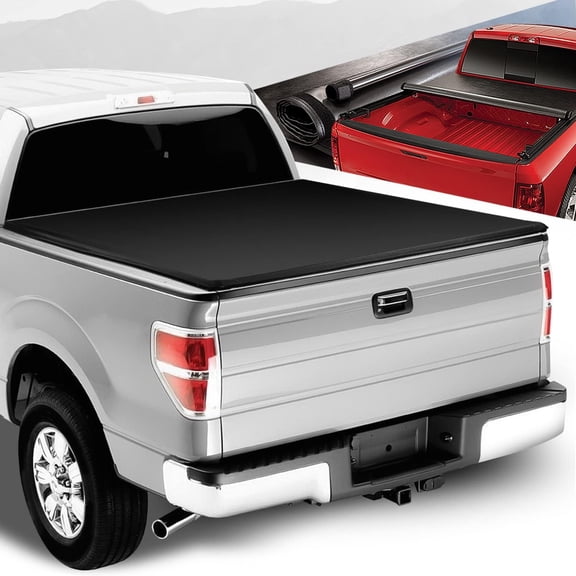 ZHIBO Soft Roll-Up Tonneau Cover for 2004-2014 Ford F-150 6.5ft/78Inch Bed, Matte Black Vinyl