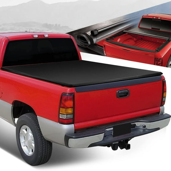 ZHIBO Soft Roll-Up Tonneau Cover for 2007-2014 Chevy Silverado/GMC Sierra 1500/2500HD/3500HD 6.5ft Bed, Matte Black Vinyl