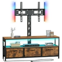 ZHIBO TV Stand with Mount & Power Outlet, Entertainment Center with Drawers Storage & LED Lights for 45-65 inch TVs, Height Adjustable Media Console, Rustic