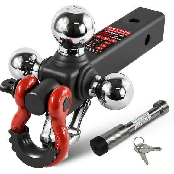 ZHIBO Tri-Ball Mount with Swivel Shackle & Hook, Three Ball Sizes, Fits 2" Receiver