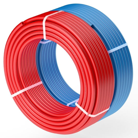 ZHICHUN 1/2 Inch PEX-B Pipe 2 Rolls 100FT Red & Blue PEX Tubing 200FT Total with Pipe Cutter & Clamp Rings Flexible Leak-Proof Plumbing Water Line for Radiant Heat Home HVAC
