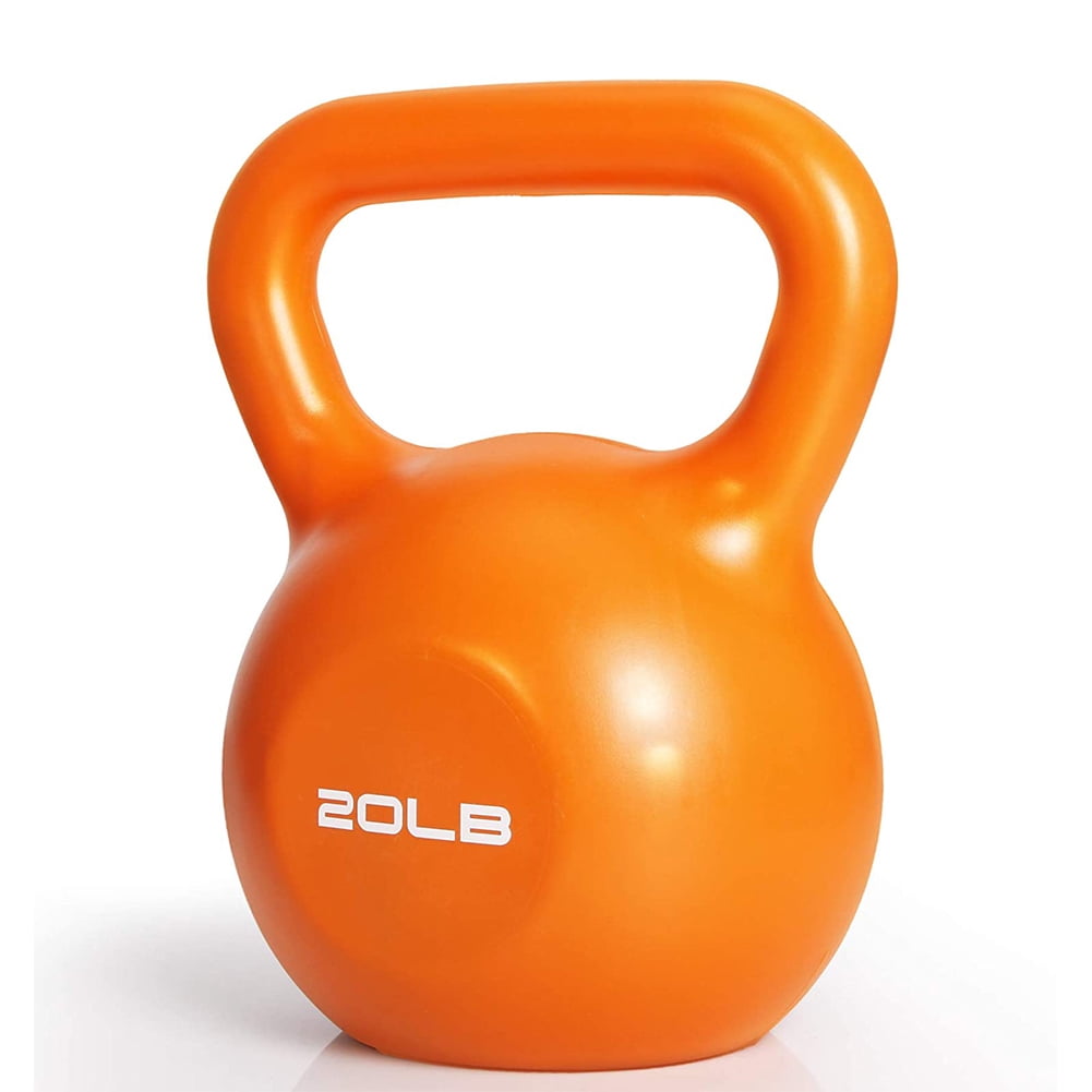 ZHICHUN 20lbs Vinyl Coated Kettlebell, Grey/Purple/Green/Orange Strength Training Kettle Bell with Comfort Wide Grip, Home Gym Weight Lifting Workout Equipment for Beginners Adults Seniors