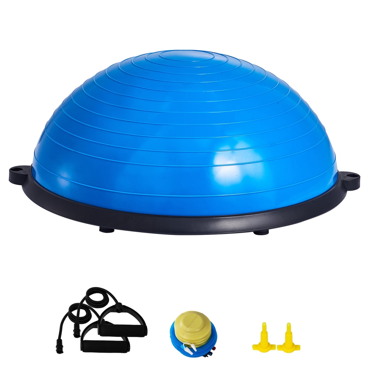 ZHICHUN 23 Inch Half Exercise Ball Trainer 660 lbs Stability Yoga Ball with Resistance Bands & Foot Pump Blue