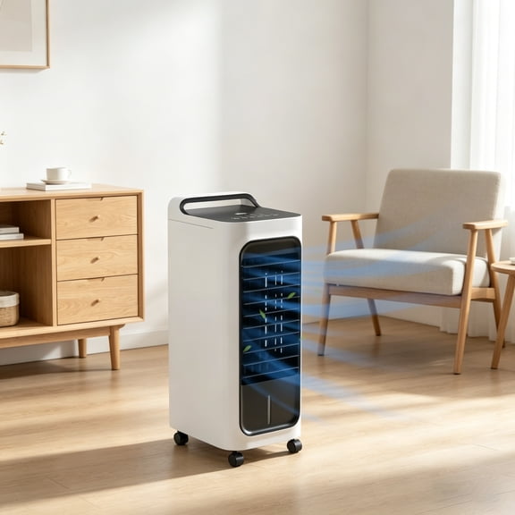 ZHICHUN 3-in-1 Portable Evaporative Air Cooler White ABS Air Conditioner with 90 Oscillation 7H Timer Remote Control for 161-215 Sq ft