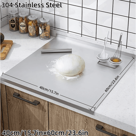 ZHICHUN 304 Stainless Steel Double Edge Z Shaped Cutting Board Extra Large Kitchen Pastry Protection Cutting Pad