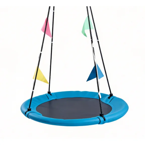ZHICHUN 33"-63" Adjustable Flying Saucer Swing Tree Swing with 4 Detachable Flags for Playground