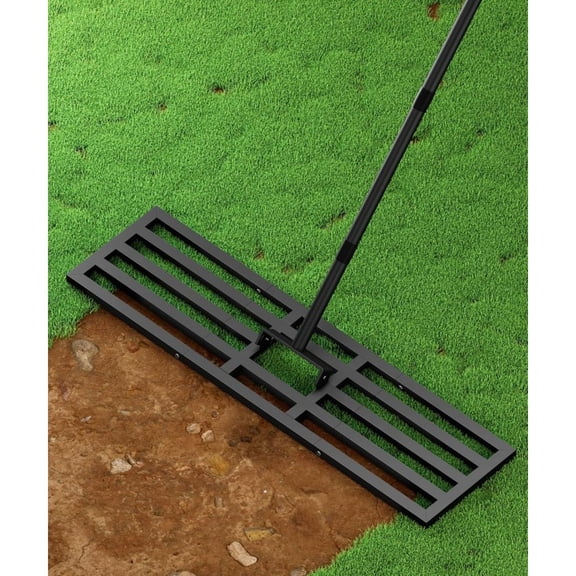 ZHICHUN 44x10 Inch Heavy Duty Lawn Leveling Rake With Adjustable Long Handle For Yard Soil Sand Smoothing