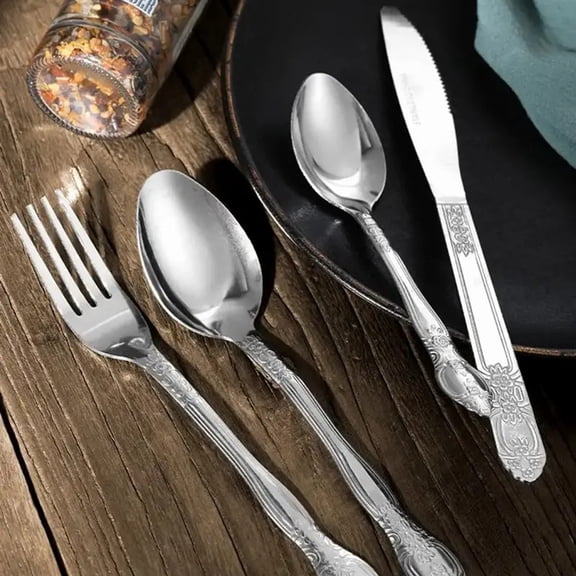 ZHICHUN 4Pcs Stainless Steel Flatware Set, Rust Resistant Daily Dining Cutlery Kit