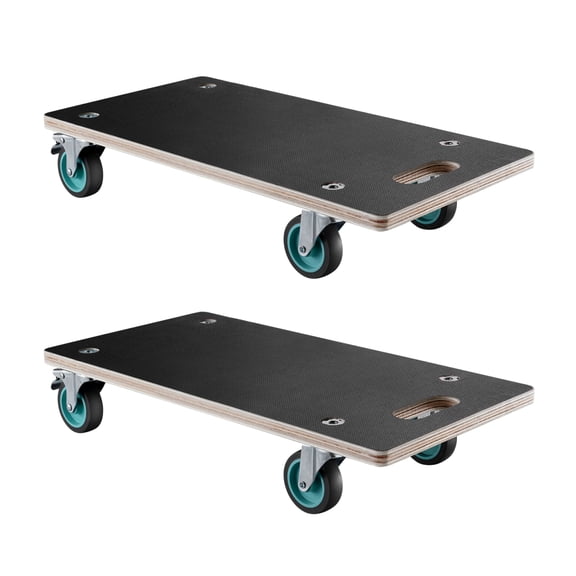 ZHICHUN 551 LBS Furniture Dolly with 4 TPR Silent Swivel Wheels Black Plywood Moving Dolly with Brake for Heavy Items