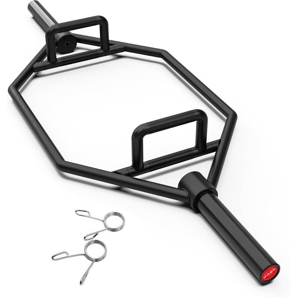 ZHICHUN 56" Olympic Hex Trap Bar 1000Lbs Capacity Chrome Finish Hex Deadlift Bar with Dual Knurled Handles0 Solid Steel Weight Lifting Bar for Squats Deadlifts Shrugs Power Pulls