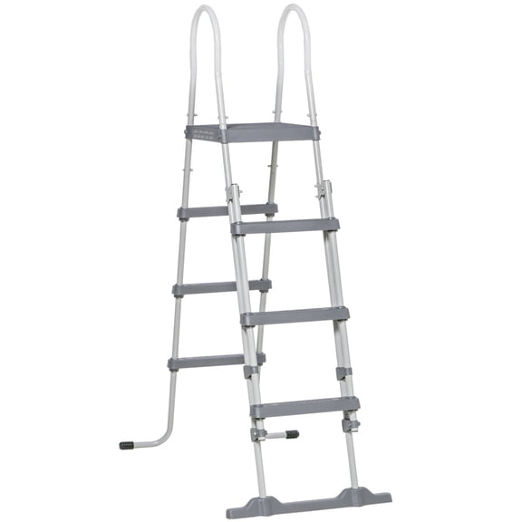 ZHICHUN 70" A-Frame Above Ground Pool Ladder Gray Pool Deck Ladder with Top Platform Non-Slip Steps Rounded Handrails & Child Lock