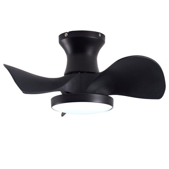 ZHICHUN ABS Ceiling Fan with 3Color LED Light & Remote Control, Reversible DC Motor, Low Noise, Modern Matte Black Fan for Kitchen Bedroom Dining Room Toilet Patio