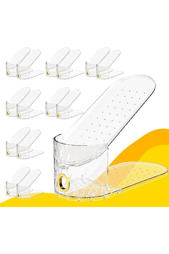 Adjustable Shoe Slots Organizer Clear Double Layer Shoe Stacker Space Saver for Closet Sneakers Heels Flats