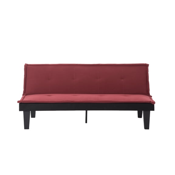 ZHICHUN Convertible Futon Sofa Bed 5 Adjustable Positions Faux Suede 2 in 1 Foldable Couch Dark Red Convertible Sofa Bed for Small Space Living Room Bedroom
