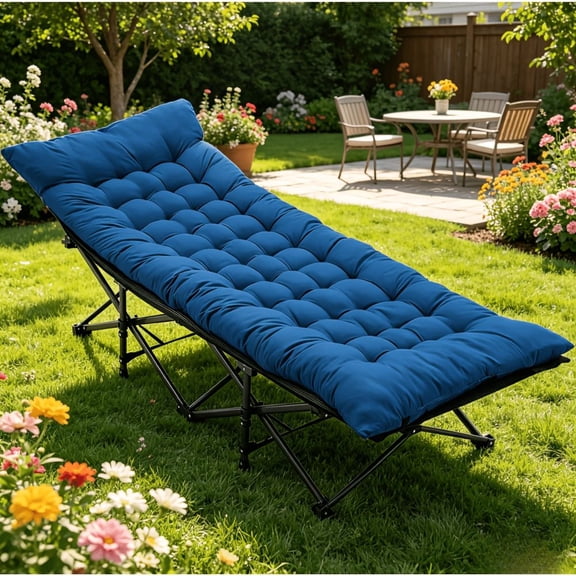 ZHICHUN Foldable Camping Bed with Detachable Mattress 500LBS Steel Frame Portable Outdoor Folding Bed
