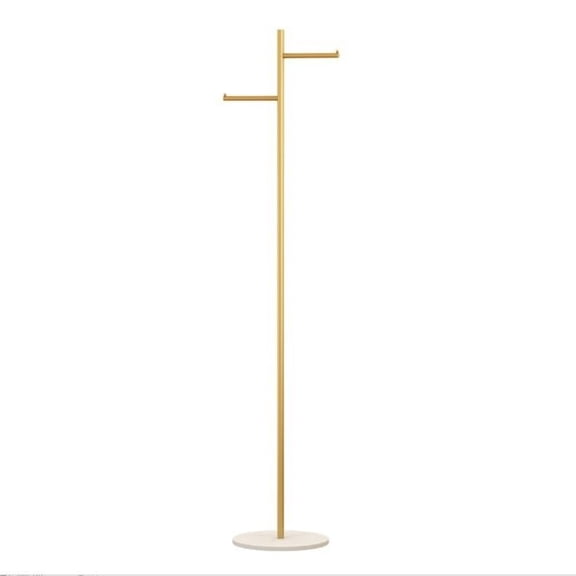 ZHICHUN Golden Metal Freestanding Clothing Rack with Marble Base Heavy Duty Multipurpose Garment Hanger for Bedroom Entryway Hallway Hat Scarf Jacket Storage