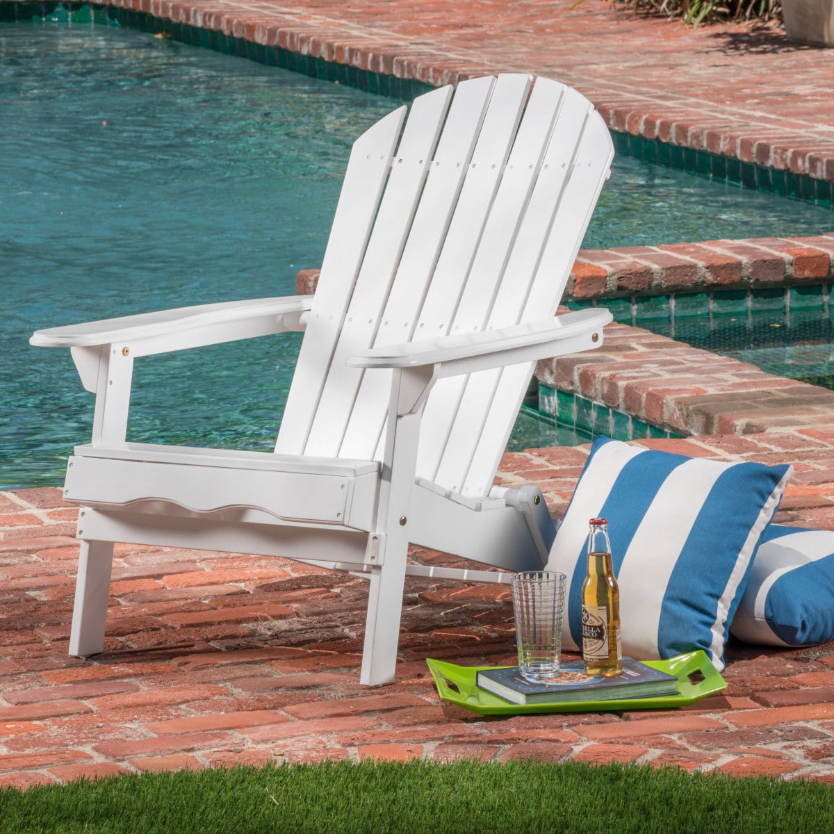 ZHICHUN  Malibu Rustic Acacia Wood Folding Adirondack Chair Weather Resistant Outdoor Slatted Lounge Chair for Patio Garden and Backyard