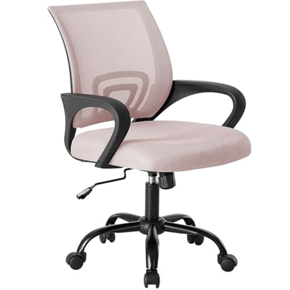 ZHICHUN Mid Back Ergonomic Office Gaming Chair Lumbar Support Rocking Mode Height Adjustable Fixed Armrest