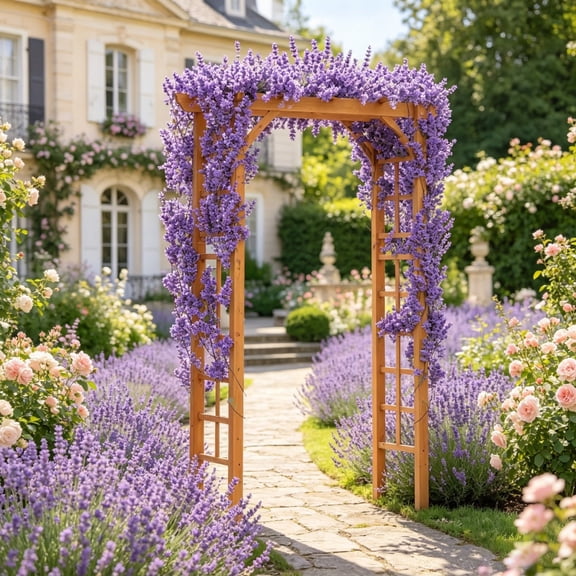 ZHICHUN Orange Fir Wood Steel Garden Arbor Arch Pergola Style Plant Climbing Support Archway For Backyard Outdoor Landscape Decoration