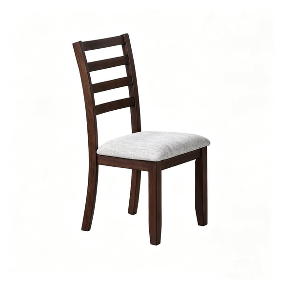 ZHICHUN Set of 2 Farmhouse Ladder Back Dining Chairs Solid Rubber Wood Frame Walnut Finish Upholstered Padded Fabric Seat for Dining Room Kitchen