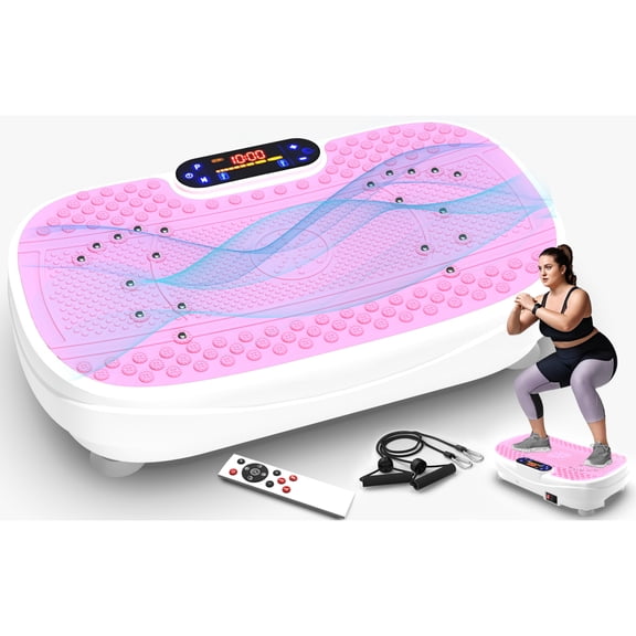ZHICHUN Vibration Plate Fitness Platform Exercise Machine, Adjustable Speed Whole Body Workout Vibration Trainer for Home Gym, Pink
