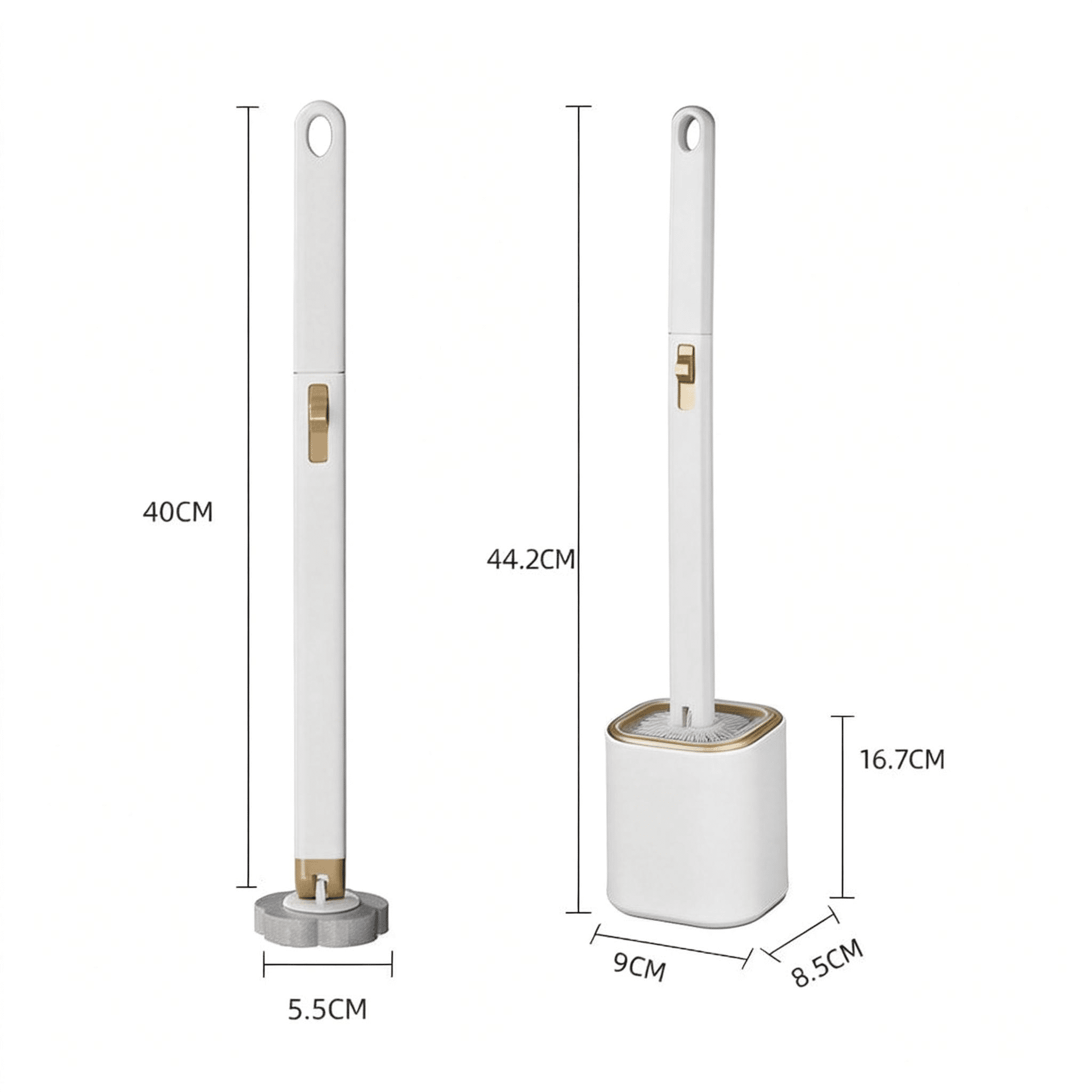 ZHICHUN Wall Mounted Toilet Brush Set with Disposable Heads, 3-Layer Cleaning System One-Click Replacement Bathroom Cleaning Tool with Holder and Plunger Kit