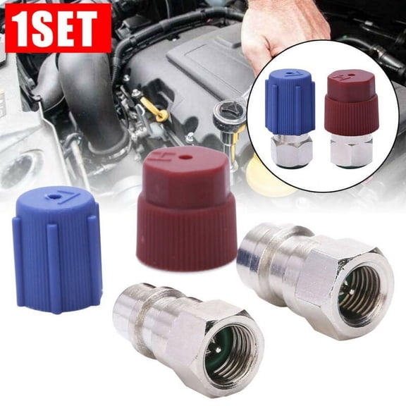 ZHIMAO 1 Set A/C Charging Port Adapter 1/4 SAE Quick Coupler Quick Disconnect Retrofit Valve Air Condition Fitting Port