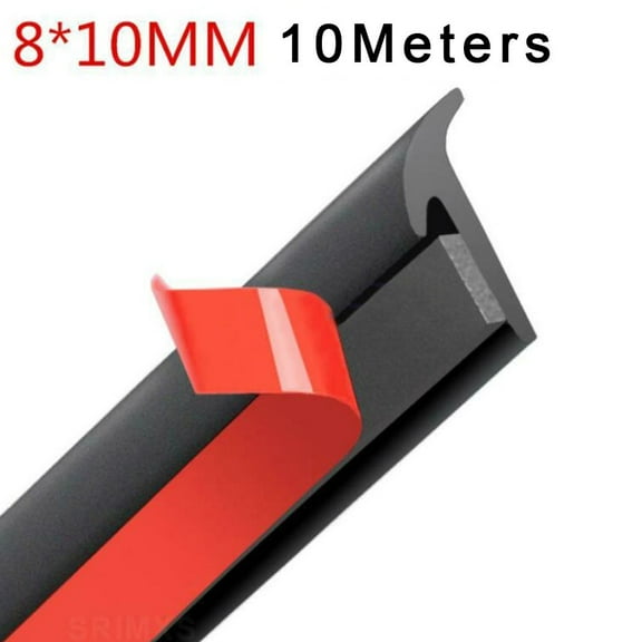 ZHIMAO 10M Universal Car Rubber Sealing Strip Inclined T-shaped Weatherproof Edge Trim 8MM*10MM Seal For Headlight, Side Skirt, Fender