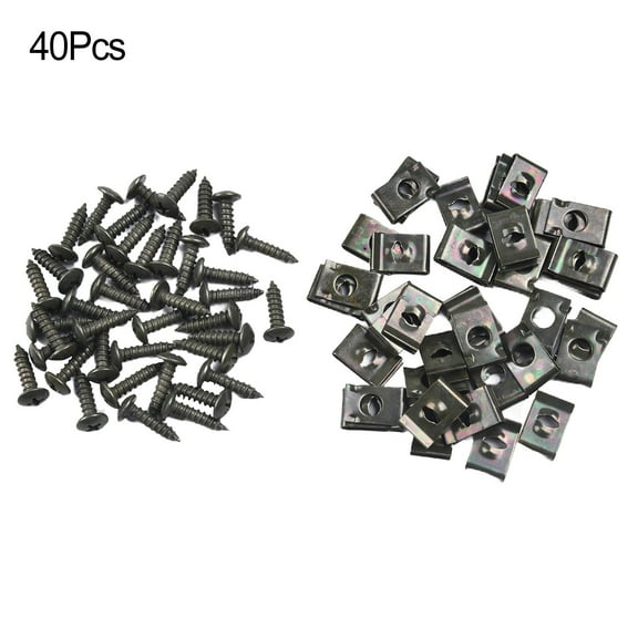 ZHIMAO 40 Set U Shape Clips Fastener Self-tapping Screws Crosshead 6mm Compatible With M-4 Screws Chassis Engine Guard Metal Nut/Screw