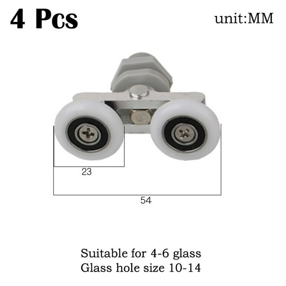 ZHIMAO 4pcs Twin Bathroom Shower Door Roller Runner Wheels Sliders 19/23/25/27mm Dia Shower Rooms Cabins Door Pulley Hardware Accessori 23mm
