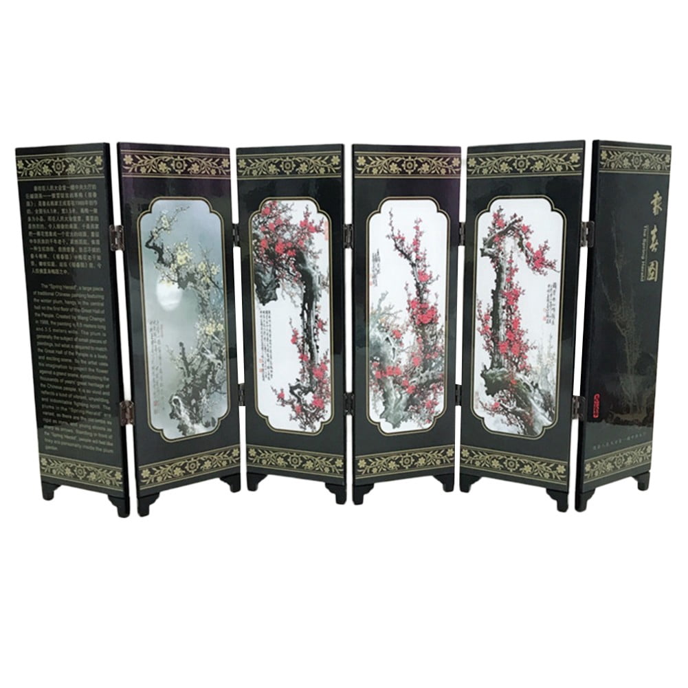 Timber Divider Mini ZHIMAO 6-Panel Mini Spring Bamboo Screen Room Divider Wood Folding ...