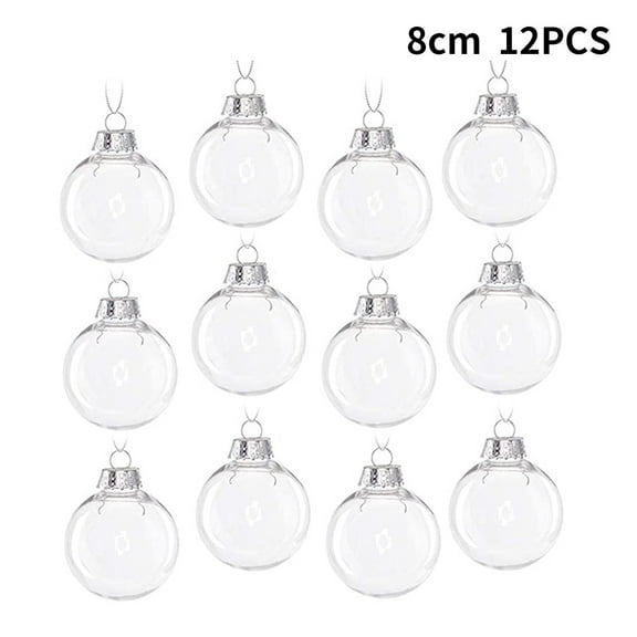 ZHIMAO Christmas Tree Ornament 12x Clear Glass Baubles Balls for DIY Decoration 8cm