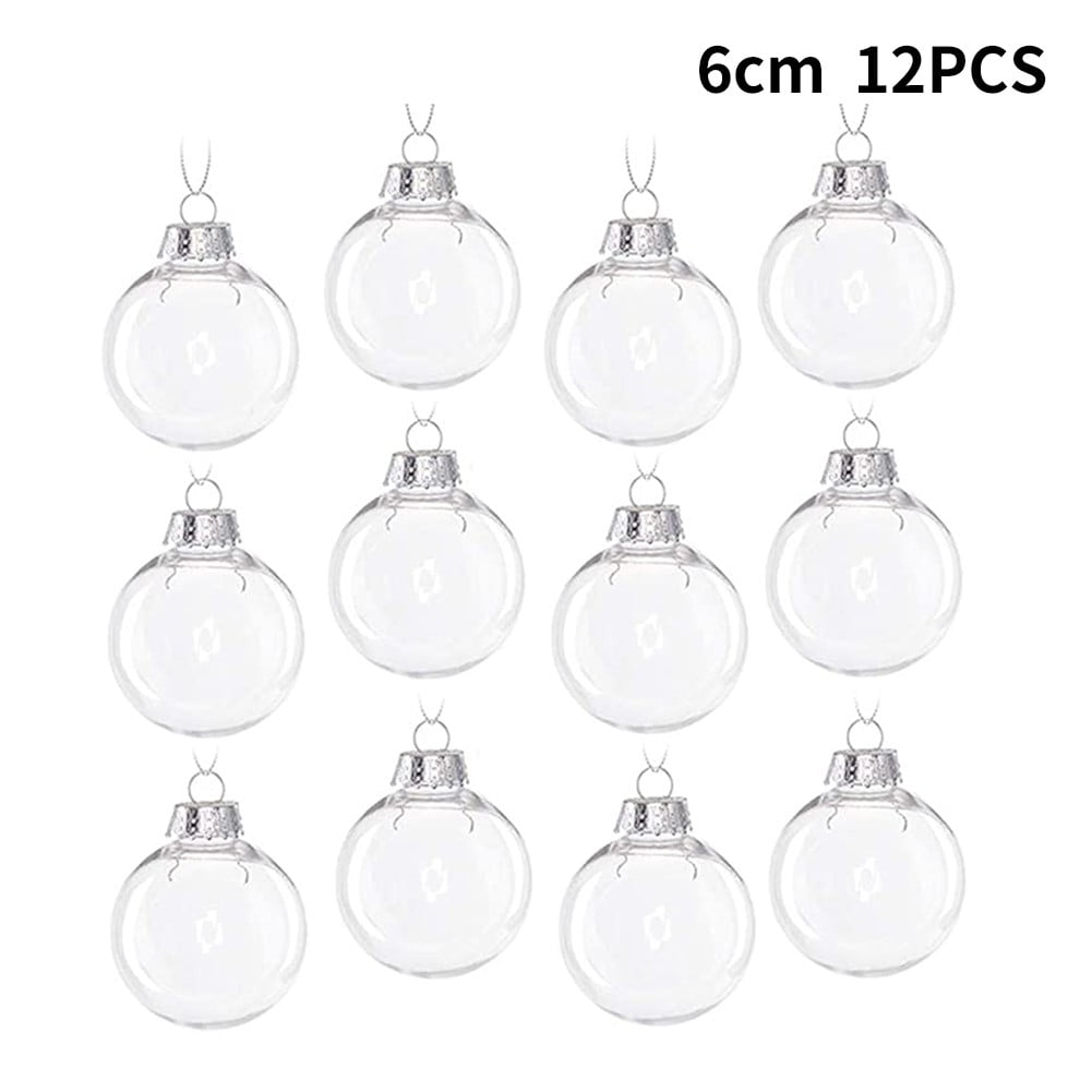 Clear 6cm Plastic Round Hanging Christmas Ornaments Set