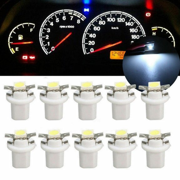 ZHIMAO Efficient Illumination T5 B85D Car Gauge LED Dashboard Instrument Light Bulbs (10pcs) White 12V Brightness & Longevity