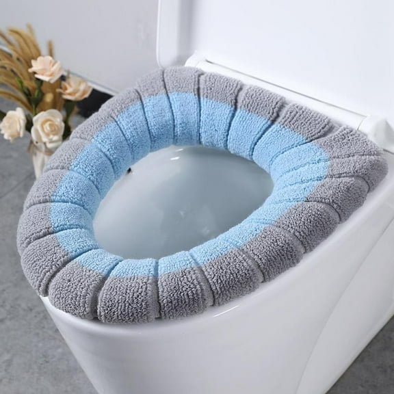 ZHIMAO Keep Your Toilet Seat Warm and Clean Soft and Durable Toilet Seat Cover Blue with gray A