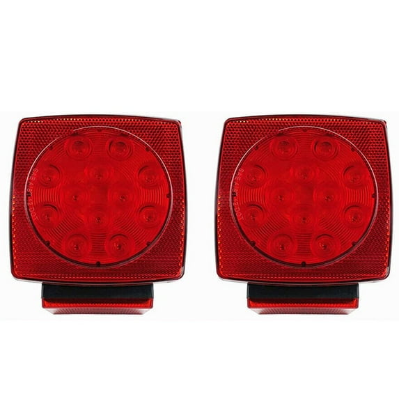 ZHIMAO Red Round LED Submersible Rear LED Lights Sealed Waterproof Square Trailer Tail Lights Kit Boat Truck Multi Function