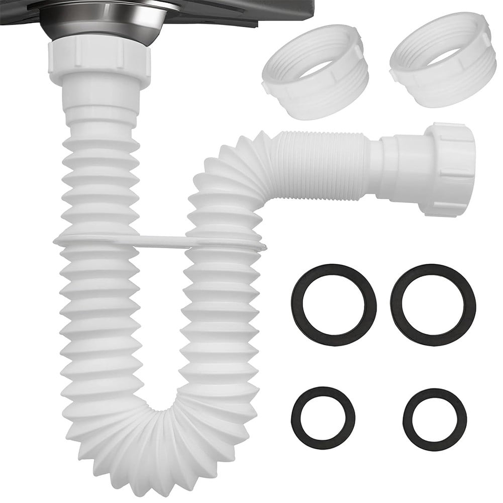 ZHIMAO Sleek White Flexible Sink Drain Pipe for Modern Bathrooms and Kitchens