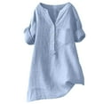 thumbnail image 1 of ZHISHIMINGJUN New Casual Style Mandarin Collar Cotton-Linen Shirt Light Blue Traditional Craft Improved Raglan Sleeve Perfect for Tea Houses Shoots, 1 of 5