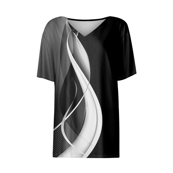 ZHISHIMINGJUN Women'S Shirts Street Style Short Sleeve T-Shirt Women's V Neck Vintage Floral Printed Lightweight Wrinkle Free Travel Clothes 2025 Spring Fashion Ideal for Office Safari Regular Fit