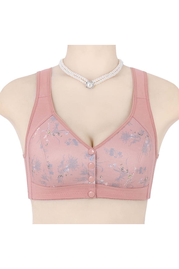Front Closure Underwire Bra for Women Soft Cotton Adjustable Straps Seamless Backless Tank Style Comfort Pink 36