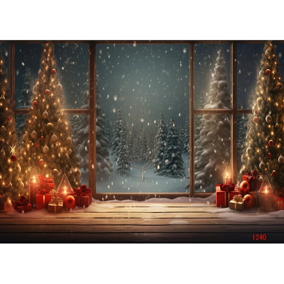 ZHISUXI Christmas Day Fireplace Photography Backdrops New Year Candy Chimneys Snowflake Window Studio Background WW-44