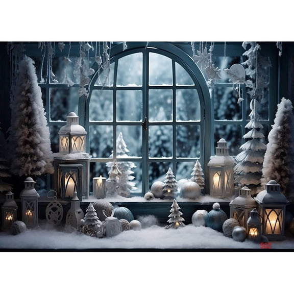 ZHISUXI Christmas Day Fireplace Photography Backdrops New Year Candy Chimneys Store Ball Window Studio Background WW-57