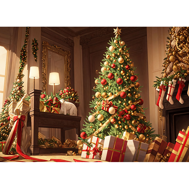 ZHISUXI Christmas Day Fireplace Photography Backdrops Prop Window ...