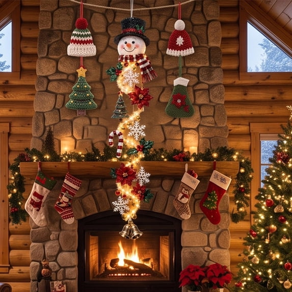 ZHIYA Glowing Christmas Door Hanger with Lighted, Dimensional Details ...
