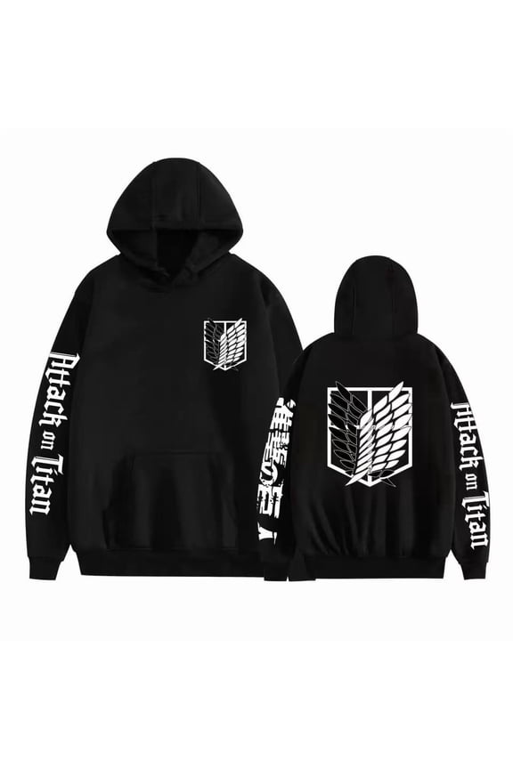 Anime Attack on Titan Printed Sweatshirt Unisex Hoodie Sweater Cosplay Men Women Long Sleeve Pullover,S,Grey