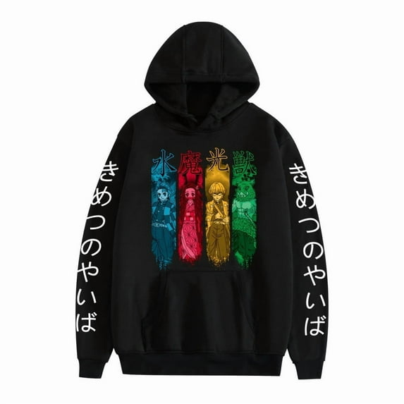 ZHIYAN Anime Print Hoodies Blade Warm Fleece Japanese Street Kamado Nezuko Custom Men‘s Sweater Pullover Hoodies,XXS,Black20